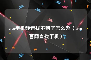 vivo手机静音找不到了怎么办〈vivo官网查找手机〉