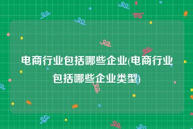 电商行业包括哪些企业(电商行业包括哪些企业类型)