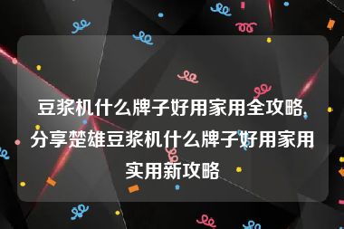 豆浆机什么牌子好用家用全攻略,分享楚雄豆浆机什么牌子好用家用实用新攻略