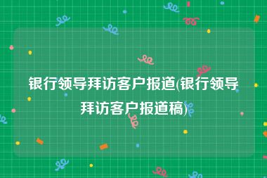 银行领导拜访客户报道(银行领导拜访客户报道稿)