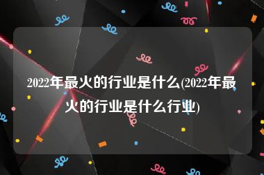 2022年最火的行业是什么(2022年最火的行业是什么行业)