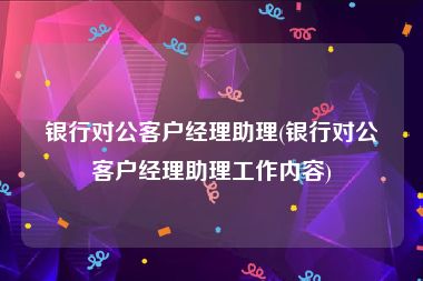 银行对公客户经理助理(银行对公客户经理助理工作内容)