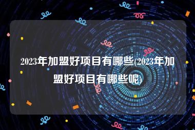 2023年加盟好项目有哪些(2023年加盟好项目有哪些呢)