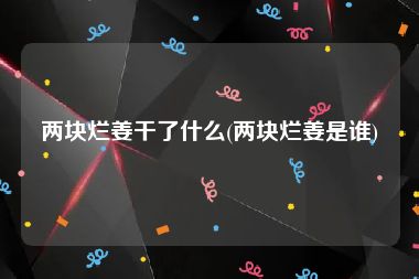 两块烂姜干了什么(两块烂姜是谁)