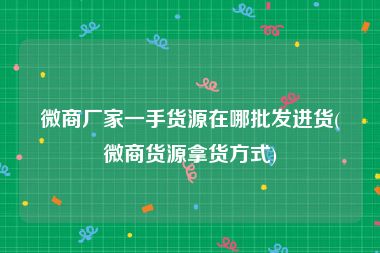 微商厂家一手货源在哪批发进货(微商货源拿货方式)