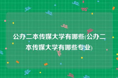 公办二本传媒大学有哪些(公办二本传媒大学有哪些专业)