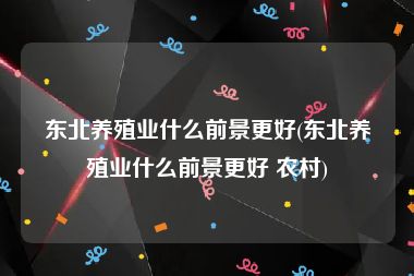 东北养殖业什么前景更好(东北养殖业什么前景更好 农村)