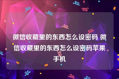 微信收藏里的东西怎么设密码 微信收藏里的东西怎么设密码苹果手机