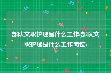 部队文职护理是什么工作(部队文职护理是什么工作岗位)