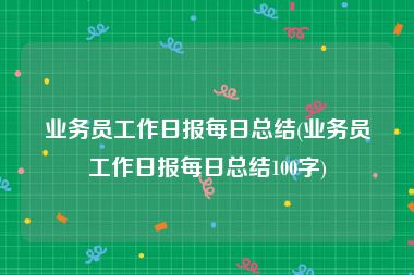 业务员工作日报每日总结(业务员工作日报每日总结100字)