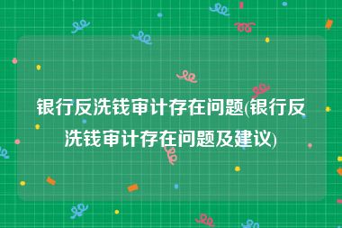 银行反洗钱审计存在问题(银行反洗钱审计存在问题及建议)