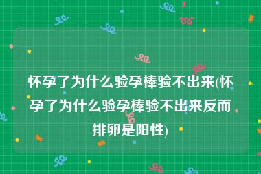 怀孕了为什么验孕棒验不出来(怀孕了为什么验孕棒验不出来反而排卵是阳性)