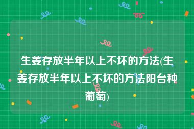 生姜存放半年以上不坏的方法(生姜存放半年以上不坏的方法阳台种葡萄)