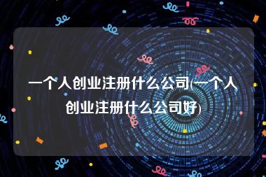 一个人创业注册什么公司(一个人创业注册什么公司好)