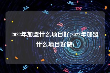 2022年加盟什么项目好(2022年加盟什么项目好做)