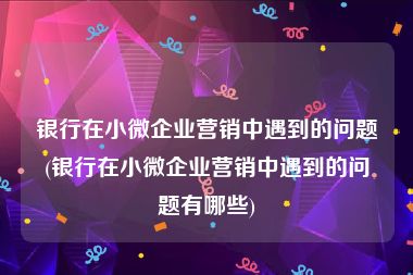 银行在小微企业营销中遇到的问题(银行在小微企业营销中遇到的问题有哪些)