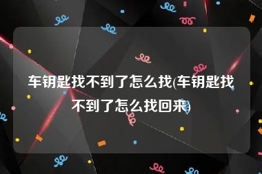 车钥匙找不到了怎么找(车钥匙找不到了怎么找回来)