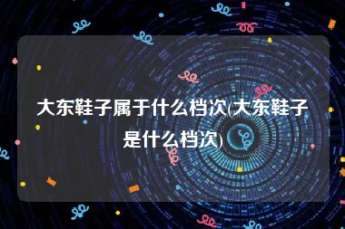 大东鞋子属于什么档次(大东鞋子是什么档次)