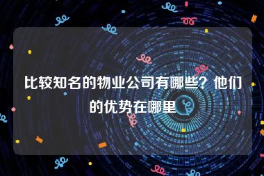 比较知名的物业公司有哪些？他们的优势在哪里