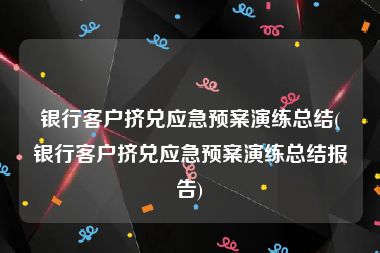 银行客户挤兑应急预案演练总结(银行客户挤兑应急预案演练总结报告)