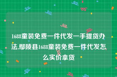 1688童装免费一件代发一手提货办法,鄢陵县1688童装免费一件代发怎么实价拿货