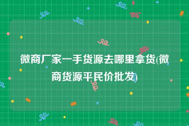 微商厂家一手货源去哪里拿货(微商货源平民价批发)