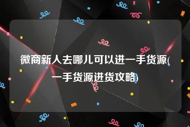 微商新人去哪儿可以进一手货源(一手货源进货攻略)