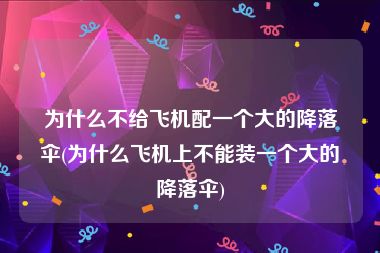 为什么不给飞机配一个大的降落伞(为什么飞机上不能装一个大的降落伞)