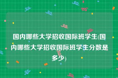 国内哪些大学招收国际班学生(国内哪些大学招收国际班学生分数是多少)