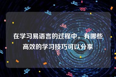 在学习易语言的过程中，有哪些高效的学习技巧可以分享