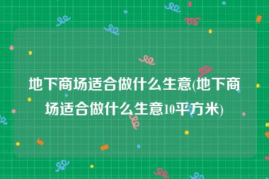 地下商场适合做什么生意(地下商场适合做什么生意10平方米)