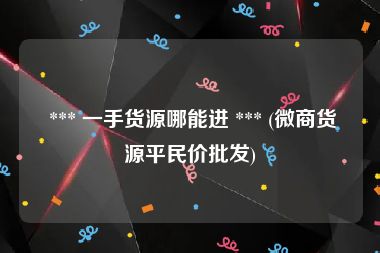  *** 一手货源哪能进 *** (微商货源平民价批发)