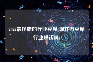 2022最挣钱的行业豆腐(现在做豆腐行业赚钱吗)