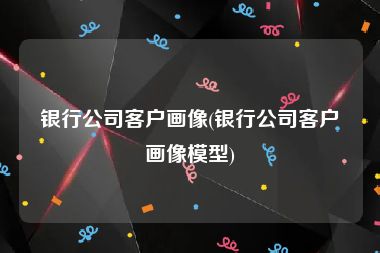 银行公司客户画像(银行公司客户画像模型)