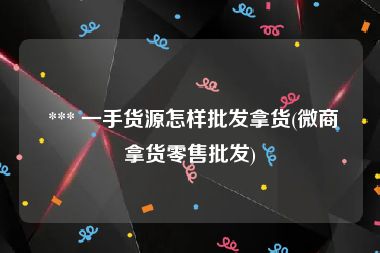  *** 一手货源怎样批发拿货(微商拿货零售批发)