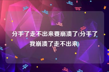 分手了走不出来要崩溃了(分手了我崩溃了走不出来)