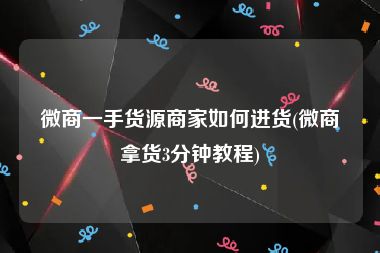 微商一手货源商家如何进货(微商拿货3分钟教程)