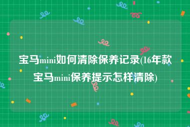 宝马mini如何清除保养记录(16年款宝马mini保养提示怎样清除)