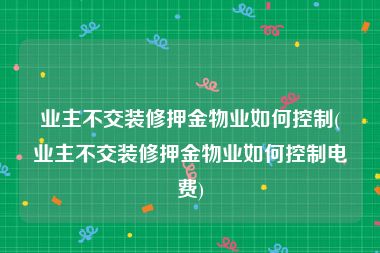 业主不交装修押金物业如何控制(业主不交装修押金物业如何控制电费)