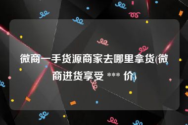 微商一手货源商家去哪里拿货(微商进货享受 *** 价)