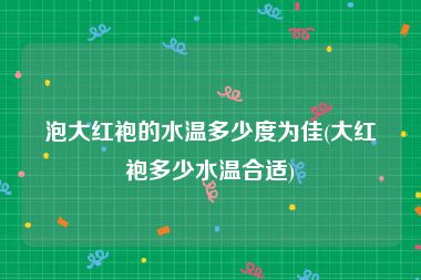 泡大红袍的水温多少度为佳(大红袍多少水温合适)