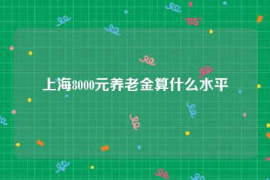 上海8000元养老金算什么水平