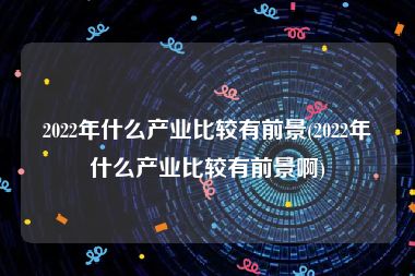 2022年什么产业比较有前景(2022年什么产业比较有前景啊)