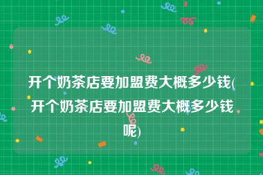 开个奶茶店要加盟费大概多少钱(开个奶茶店要加盟费大概多少钱呢)