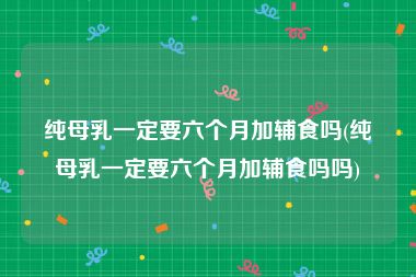 纯母乳一定要六个月加辅食吗(纯母乳一定要六个月加辅食吗吗)