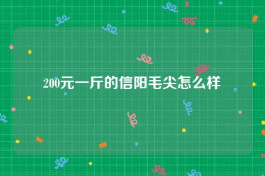 200元一斤的信阳毛尖怎么样