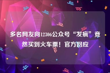 多名网友向12306公众号“发疯”竟然买到火车票！官方回应