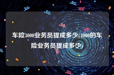 车险3000业务员提成多少(4000的车险业务员提成多少)