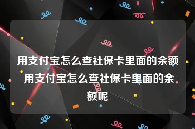 用支付宝怎么查社保卡里面的余额 用支付宝怎么查社保卡里面的余额呢