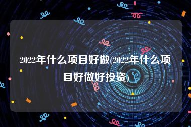 2022年什么项目好做(2022年什么项目好做好投资)